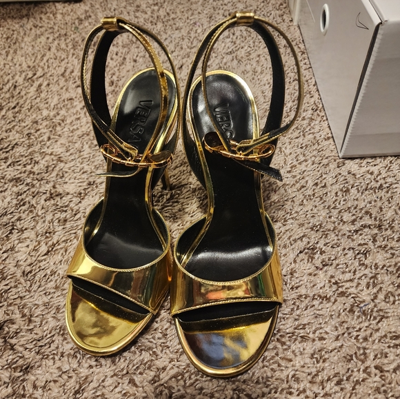 Versace Shoes - Versace Gold Safety Pin Heels